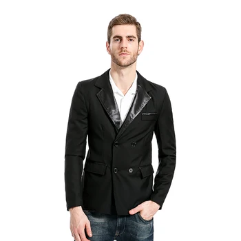 2018 fashion men's casual suit fashion Leather collar pocket leather trim men's casual double breasted suit
2018 fashion men's casual suit fashion Leather collar pocket leather trim men's casual double breasted suit