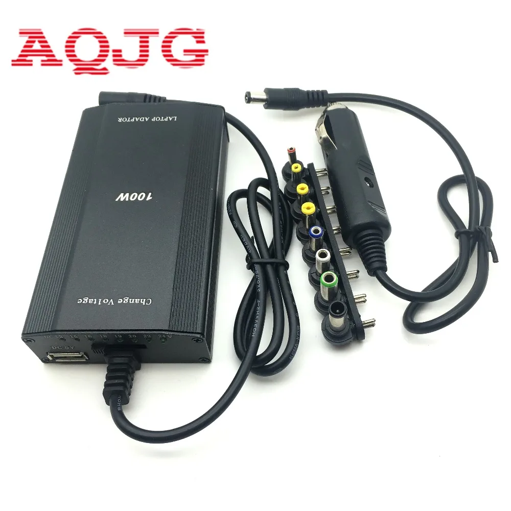 Image 100w universal laptop AC DC power laptop adapter car charger for laptop with USB Power Charger EU Plug Free Shipping