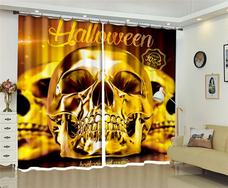 Halloween Skull Skeleton 3D Blackout Curtains Healthy non-pollution Digital Print for Bedding room Living room Customized
Halloween Skull Skeleton 3D Blackout Curtains Healthy non-pollution Digital Print for Bedding room Living room Customized