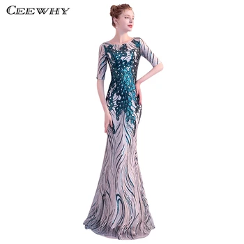 CEEWHY Green Half Sleeve Formal Dress Women Elegant Long Evening Dress Sequines Evening Gown Mermaid Dress Robe de Soiree
CEEWHY Green Half Sleeve Formal Dress Women Elegant Long Evening Dress Sequines Evening Gown Mermaid Dress Robe de Soiree