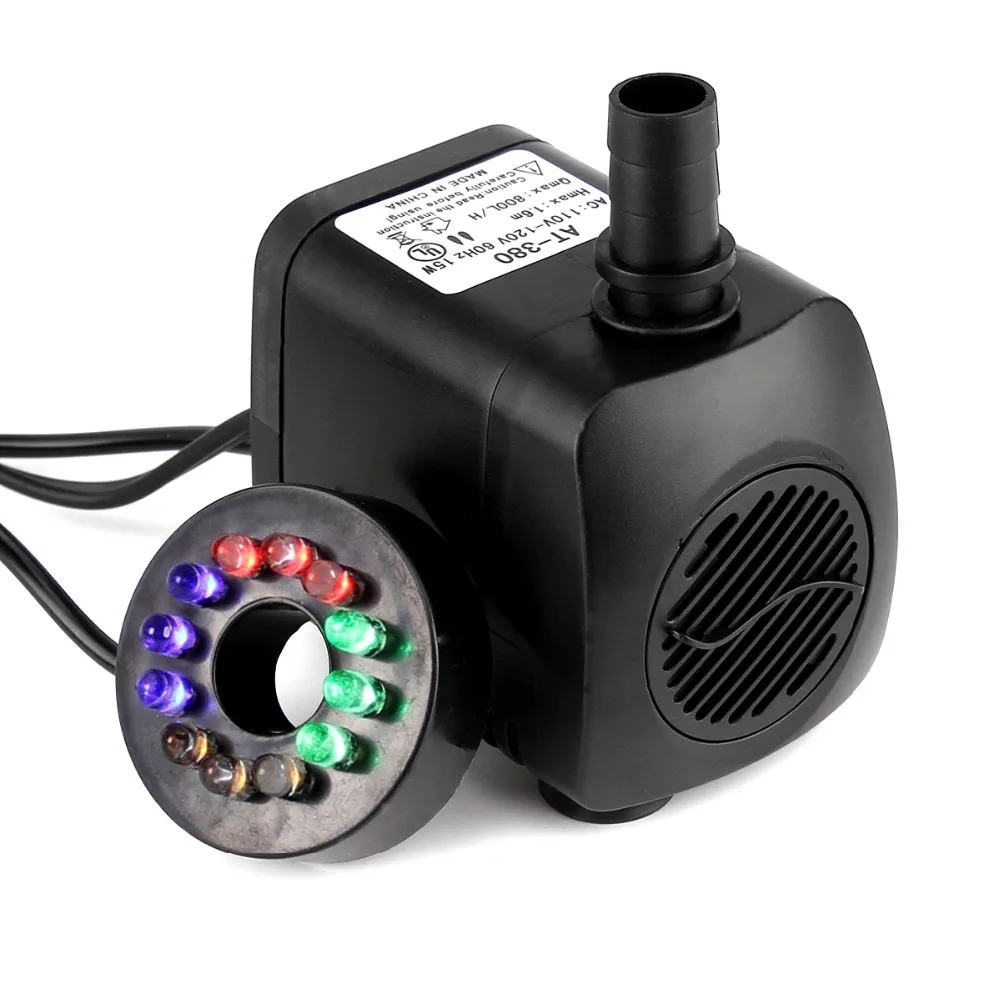 3 Plug Type Mini Electric Submersible Water Pump Colorful RGB LED Fountain Pool Pond Fish Tank 12 LED with 4 color 
3 Plug Type Mini Electric Submersible Water Pump Colorful RGB LED Fountain Pool Pond Fish Tank 12 LED with 4 color