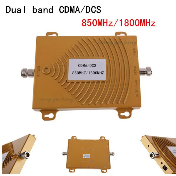 New Gold CDMA 850 GSM 1800 Cell Phone Signal Booster UMTS 850MHz DCS 1800MHz Mobile Signal Repeater 65dB Gain Dual Amplifier
New Gold CDMA 850 GSM 1800 Cell Phone Signal Booster UMTS 850MHz DCS 1800MHz Mobile Signal Repeater 65dB Gain Dual Amplifier