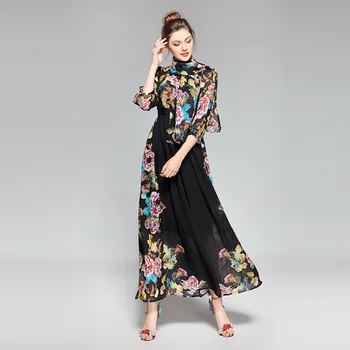 High Quality Maxi Dress New Fashion 2018 Elegant Women's O-Neck Lantern 3/4 Sleeves Floral Printed Scarf Long Dress
High Quality Maxi Dress New Fashion 2018 Elegant Women's O-Neck Lantern 3/4 Sleeves Floral Printed Scarf Long Dress