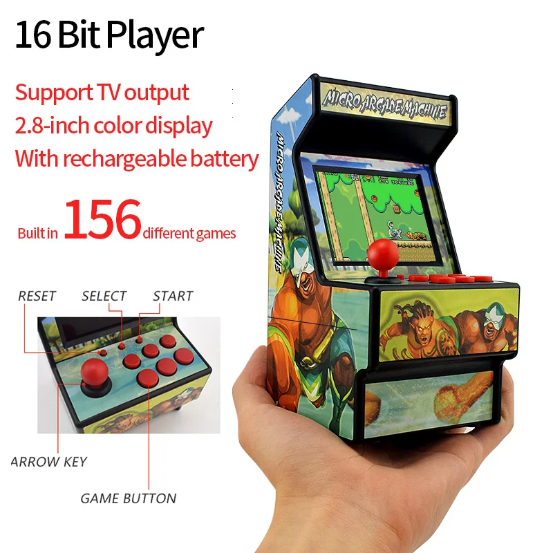 16 Bit Retro ARCADE Mini Handheld Game Player 2.8 Inch Built In 156 Games Handheld Game Console Support TV Output Gift
16 Bit Retro ARCADE Mini Handheld Game Player 2.8 Inch Built In 156 Games Handheld Game Console Support TV Output Gift