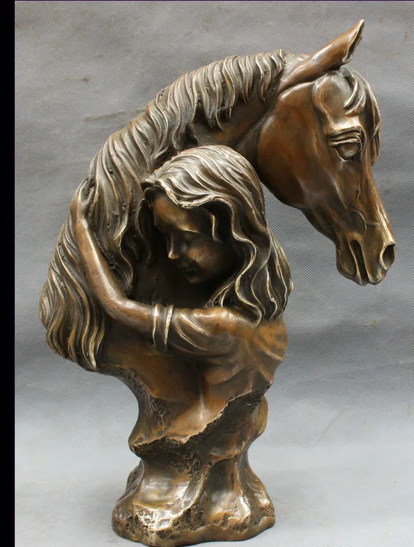 hui88K858<<<13" Chinese Bronze Copper Folk Art Woman Belle Hold Horse Neck Head Statue
hui88K858<<<13" Chinese Bronze Copper Folk Art Woman Belle Hold Horse Neck Head Statue