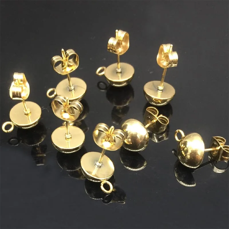 20pcs/lot Stainless Steel Silver Gold Stud Earrings Findings 8mm Circle Half Ball with Loop Earrings post Settings DIY Crafts
20pcs/lot Stainless Steel Silver Gold Stud Earrings Findings 8mm Circle Half Ball with Loop Earrings post Settings DIY Crafts