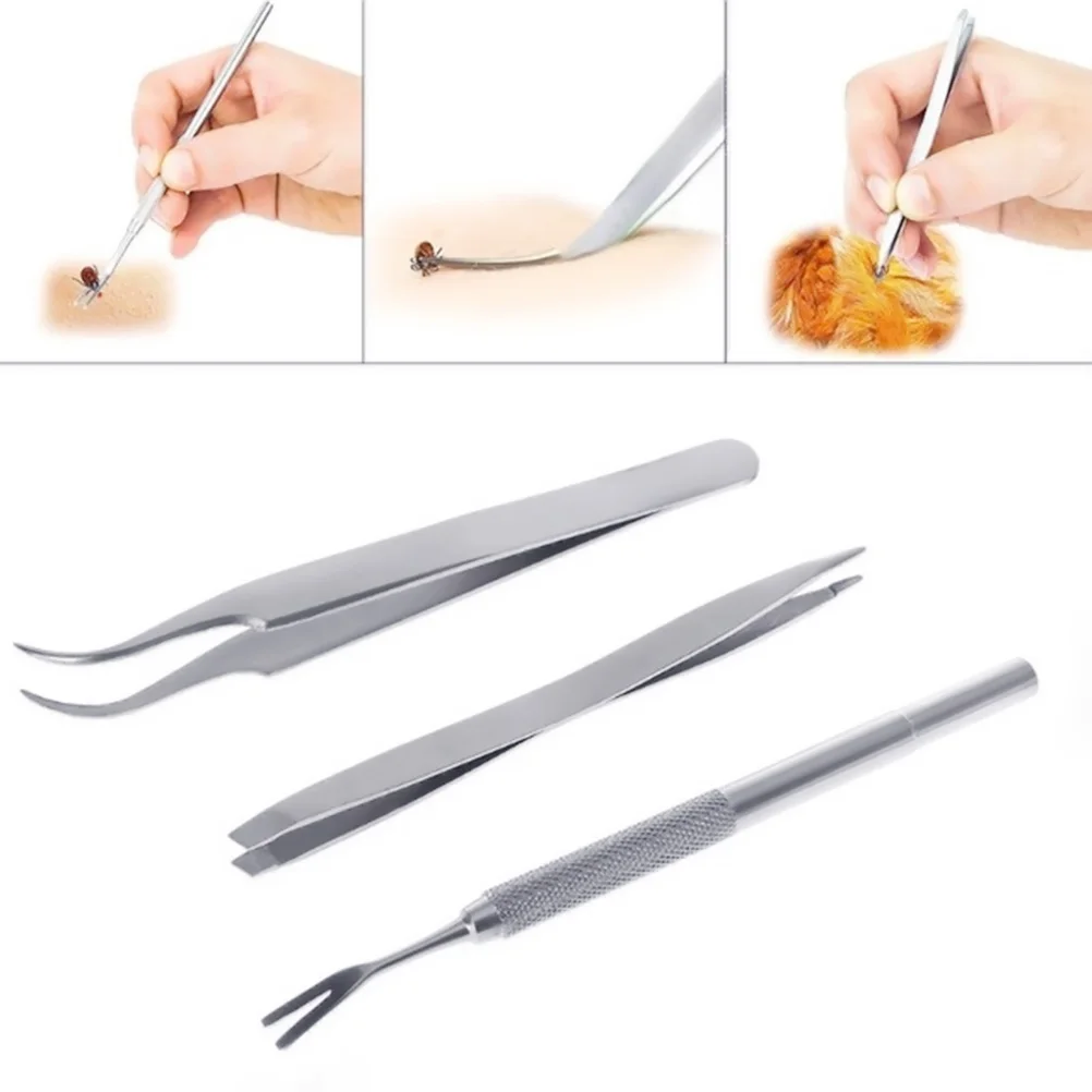 3Pcs Pet Flea Treatment Tick Removal Tools Set 2 In 1 Stainless Steel Fork Tweezers Clip Set For Pet Supplies Groom Tool
3Pcs Pet Flea Treatment Tick Removal Tools Set 2 In 1 Stainless Steel Fork Tweezers Clip Set For Pet Supplies Groom Tool