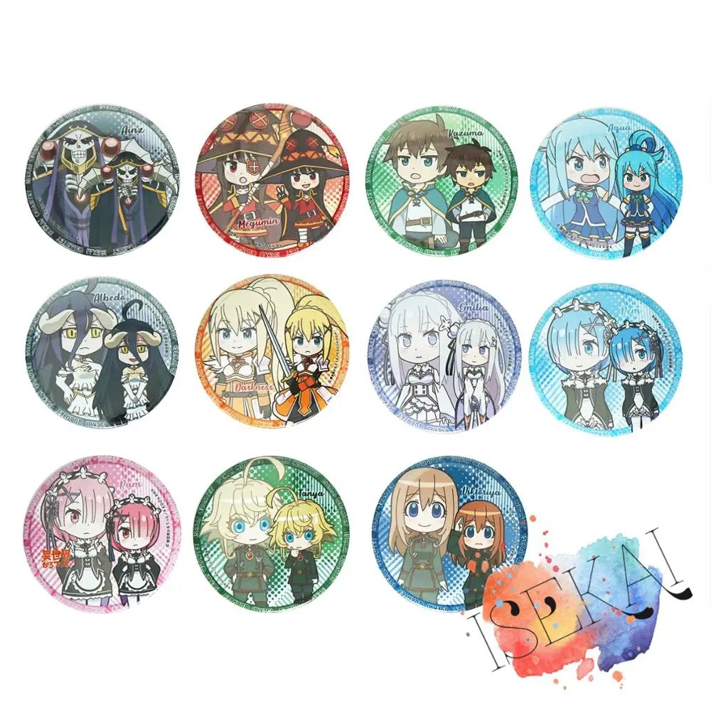 Isekai Quartet Anime Isekai Karutetto Konosube Rezero Overlord Megumin Tanya Aqua Rem Ram Emilia Albedo Metal Badge Brooch Pins
Isekai Quartet Anime Isekai Karutetto Konosube Rezero Overlord Megumin Tanya Aqua Rem Ram Emilia Albedo Metal Badge Brooch Pins