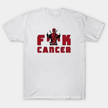 2017 Summer New Fashion Funny Deadpool Fuck Cancer T-Shirt Casual Men Short Sleeve T Shirt O-Neck Style Hip-Hop Modal Tops Tees