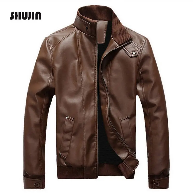 SHUJIN Autumn Stand Collar Faux Leather Jackets with Pockets Casual PU Outwear Men Coats Male Plus size chaqueta moto hombre
SHUJIN Autumn Stand Collar Faux Leather Jackets with Pockets Casual PU Outwear Men Coats Male Plus size chaqueta moto hombre