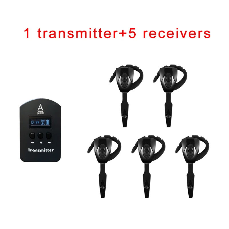 Wireless Tour Guide System ( 1 Transmitter + 5 Earhook Receivers ) / 2.4 G Wireless Audio Guide System Device For Travel Agency
Wireless Tour Guide System ( 1 Transmitter + 5 Earhook Receivers ) / 2.4 G Wireless Audio Guide System Device For Travel Agency