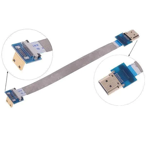 90 Degree Down Angled FPV Mini HDMI Male to HDMI Male FPC Flat Cable 20cm for Multicopter Aerial Photography
90 Degree Down Angled FPV Mini HDMI Male to HDMI Male FPC Flat Cable 20cm for Multicopter Aerial Photography