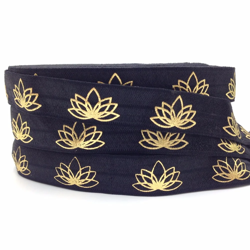 Hot Sale 5/8" Lotus Print Fold Over Elastic 10 yards/lot Black Lotus Flower Printed FOE Ribbon for Hair Tie Hair Accessories
Hot Sale 5/8" Lotus Print Fold Over Elastic 10 yards/lot Black Lotus Flower Printed FOE Ribbon for Hair Tie Hair Accessories