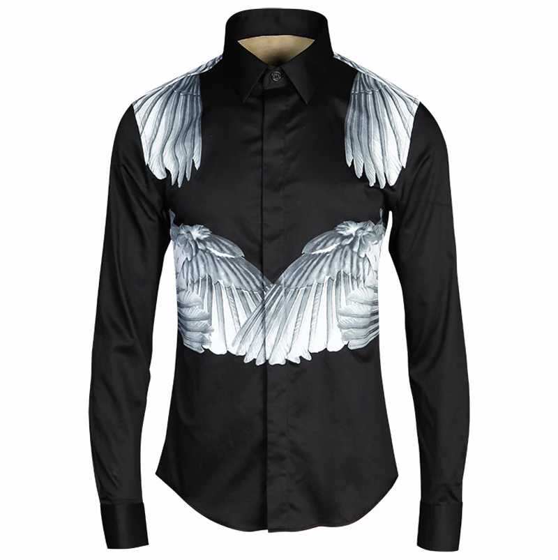 Mens Dress Shirts Brand Design Wings Printing Shirt Men Casual Slim Fit Long Sleeve Chemise Homme Stylish Men Shirts Black
Mens Dress Shirts Brand Design Wings Printing Shirt Men Casual Slim Fit Long Sleeve Chemise Homme Stylish Men Shirts Black