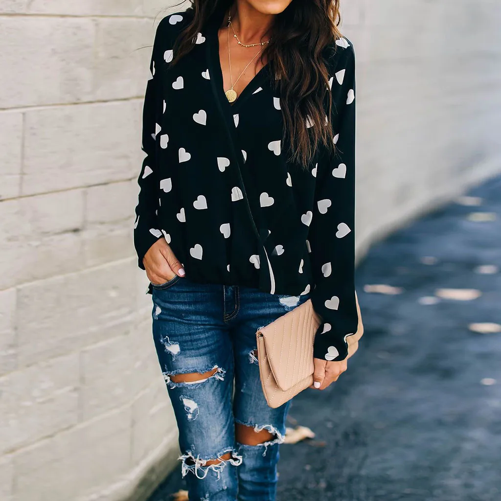 Womens Blouse Love Pattern Casual V-neck Tops Long Sleeve womens tops and blouses harajuku blusas mujer de moda 2019 Dropship
Womens Blouse Love Pattern Casual V-neck Tops Long Sleeve womens tops and blouses harajuku blusas mujer de moda 2019 Dropship