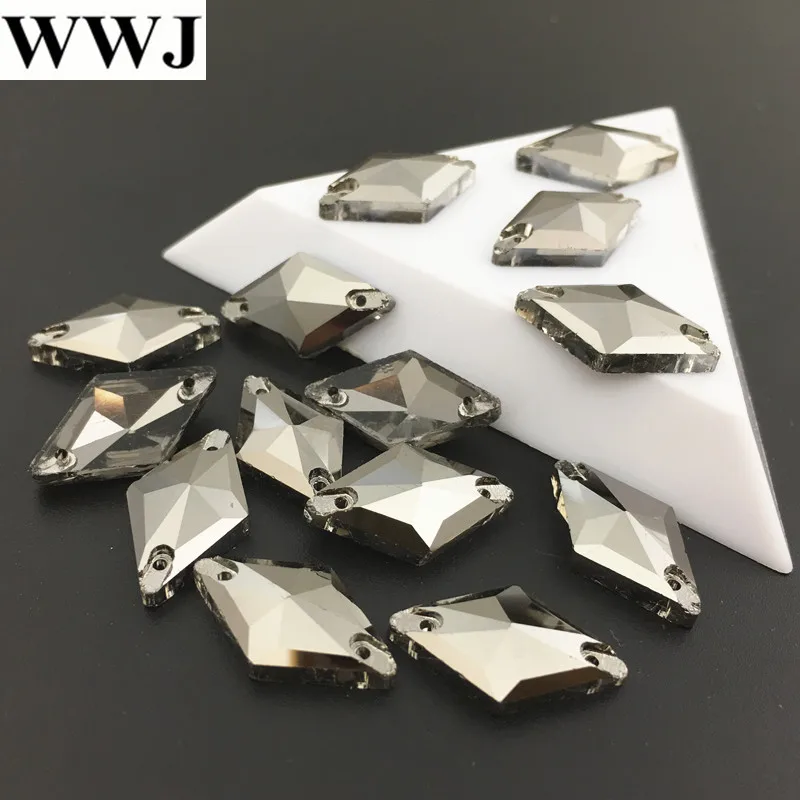 Цвет гематита Jet 11x19 мм стеклянный Хрустальный ромб для шитья камень с плоской