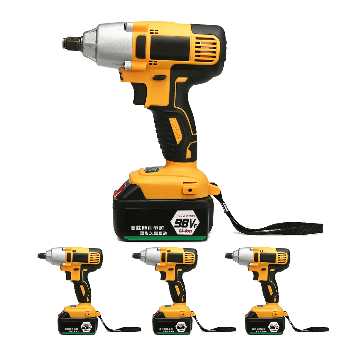 98/128/168/188VF Cordless Impact Wrench Electric Brushless Socket Drill Installation 1/2'' LED Light Li-on Battery Rechargeable
98/128/168/188VF Cordless Impact Wrench Electric Brushless Socket Drill Installation 1/2'' LED Light Li-on Battery Rechargeable
