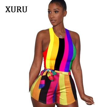 XURU Color Striped Summer Jumpsuit Rompers O-Neck Sleeveless Belted Bodycon Rompers Women Beach Casual Overalls
XURU Color Striped Summer Jumpsuit Rompers O-Neck Sleeveless Belted Bodycon Rompers Women Beach Casual Overalls