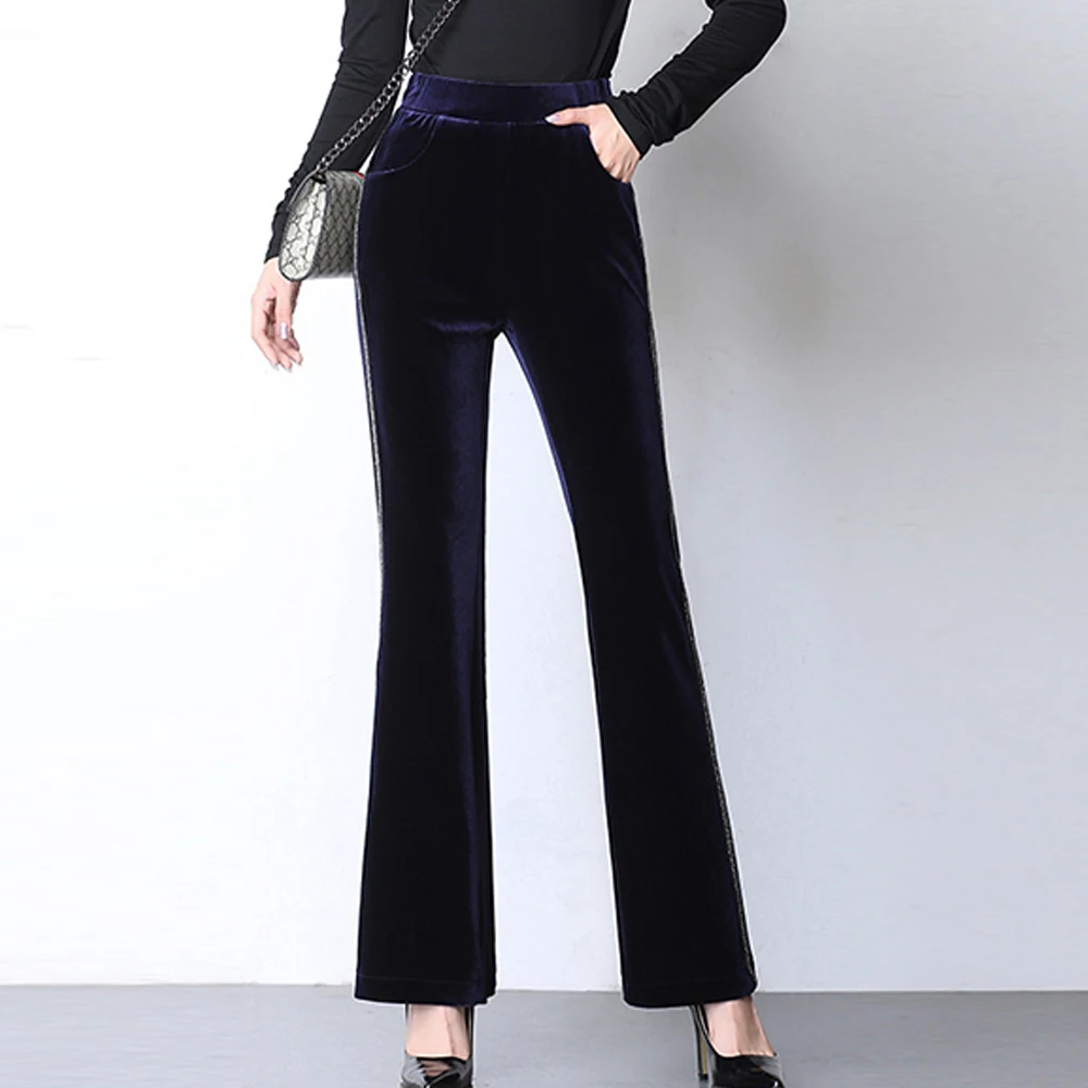 New Plus Size Velvet Pants Women Autumn Winter Side Striped Elegant Flare Pants Female High Elastic Waist Casual Pants Trousers
New Plus Size Velvet Pants Women Autumn Winter Side Striped Elegant Flare Pants Female High Elastic Waist Casual Pants Trousers