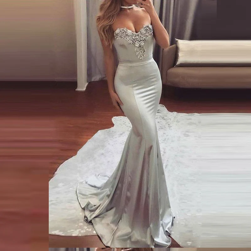 Formal Dress Women Elegant Evening Dress Long 2019 Satin Beaded Mermaid Robe De Soiree Sweetheart Vestido De Festa
Formal Dress Women Elegant Evening Dress Long 2019 Satin Beaded Mermaid Robe De Soiree Sweetheart Vestido De Festa