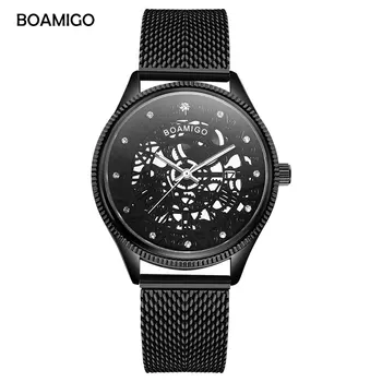BOAMIGO Fashion Brand Mens Quartz Skeleton Watch Black Milane Mesh Steel Strap Auto Date Male Wristwatch Clock Relogio Masculino
BOAMIGO Fashion Brand Mens Quartz Skeleton Watch Black Milane Mesh Steel Strap Auto Date Male Wristwatch Clock Relogio Masculino