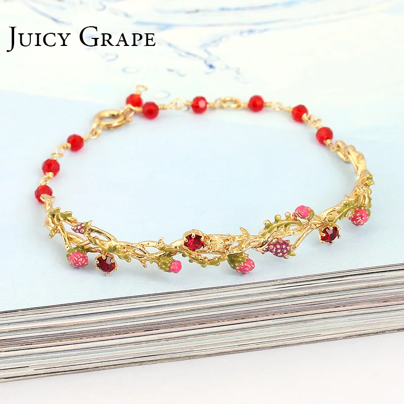 Juicy Grape Handmade Enamel Bracelet Raspberry Flower Rattan Flower Bracelet Hand Decorative Women Accessories
Juicy Grape Handmade Enamel Bracelet Raspberry Flower Rattan Flower Bracelet Hand Decorative Women Accessories
