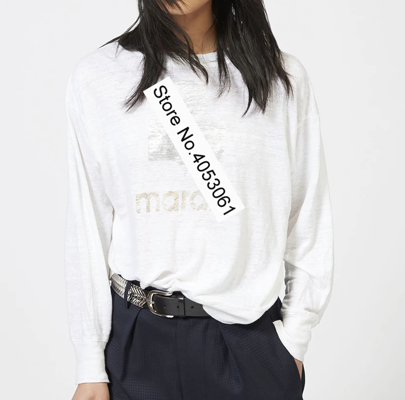 White/Black Linen Contrast Metallicized Print T Shirt - 2019SS Stylish Ladies/Women Long Sleeve Printed Knit Pullover Top Tees
White/Black Linen Contrast Metallicized Print T Shirt - 2019SS Stylish Ladies/Women Long Sleeve Printed Knit Pullover Top Tees