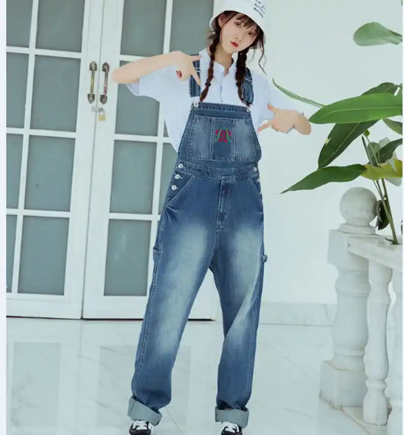 baggy denim overalls women's