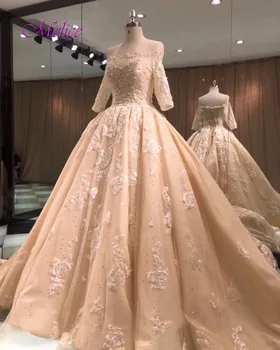 Melice Glamorous Appliques Beaded Royal Train Princess Wedding Dresses 2020 Boat Neck Half Sleeve Wedding Gown Robe De Mariage
Melice Glamorous Appliques Beaded Royal Train Princess Wedding Dresses 2020 Boat Neck Half Sleeve Wedding Gown Robe De Mariage