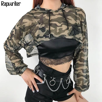 Rapwriter Sexy Mesh Transparent Drawstring Camouflage Hoodies 2019 Summer Long Sleeve Streetwear Crop Sweatshirt Pullovers
Rapwriter Sexy Mesh Transparent Drawstring Camouflage Hoodies 2019 Summer Long Sleeve Streetwear Crop Sweatshirt Pullovers