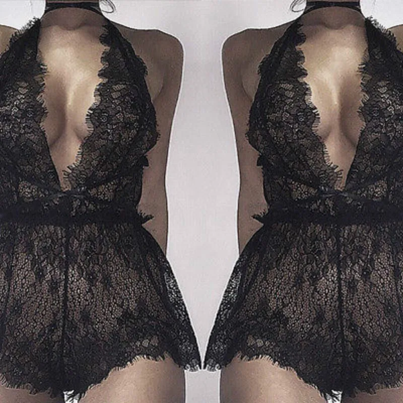 Sexy Women Lace Lingerie Backless Halter Bodysuit Nightwear Babydoll Sleepwear Sleep Jumper Underwear Teddies
Sexy Women Lace Lingerie Backless Halter Bodysuit Nightwear Babydoll Sleepwear Sleep Jumper Underwear Teddies