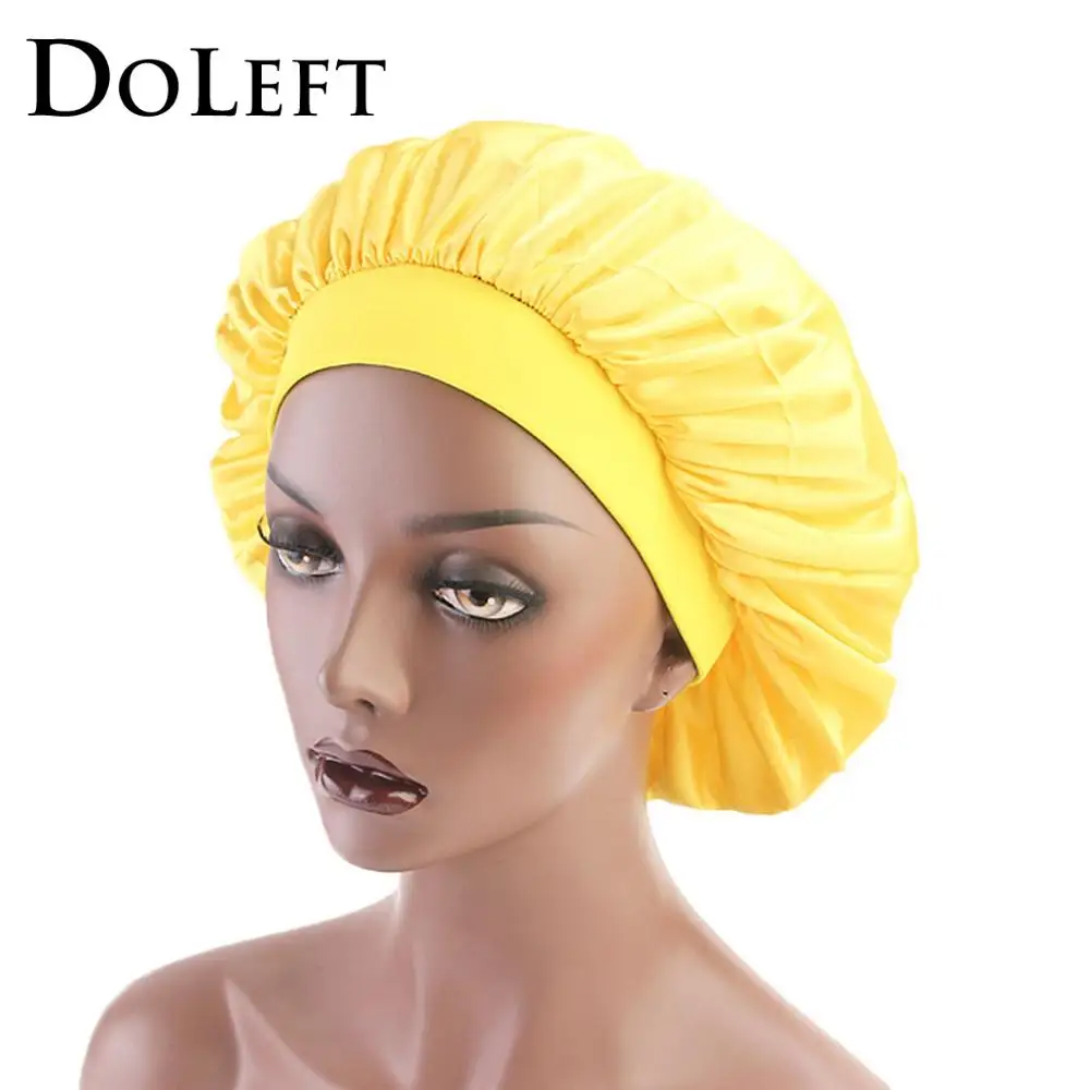 2019 Women Wide Band Satin Bonnet Cap Ladies Comfortable Night Soft Silk Sleep Cap Chemotherapy Caps Solid Color
2019 Women Wide Band Satin Bonnet Cap Ladies Comfortable Night Soft Silk Sleep Cap Chemotherapy Caps Solid Color
