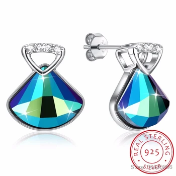 Fine Jewelry Made with Lekani Crystal Stud Earrings Real S925 Sterling Silver Geometric Blue Shell Earrings for Women Gift
Fine Jewelry Made with Lekani Crystal Stud Earrings Real S925 Sterling Silver Geometric Blue Shell Earrings for Women Gift