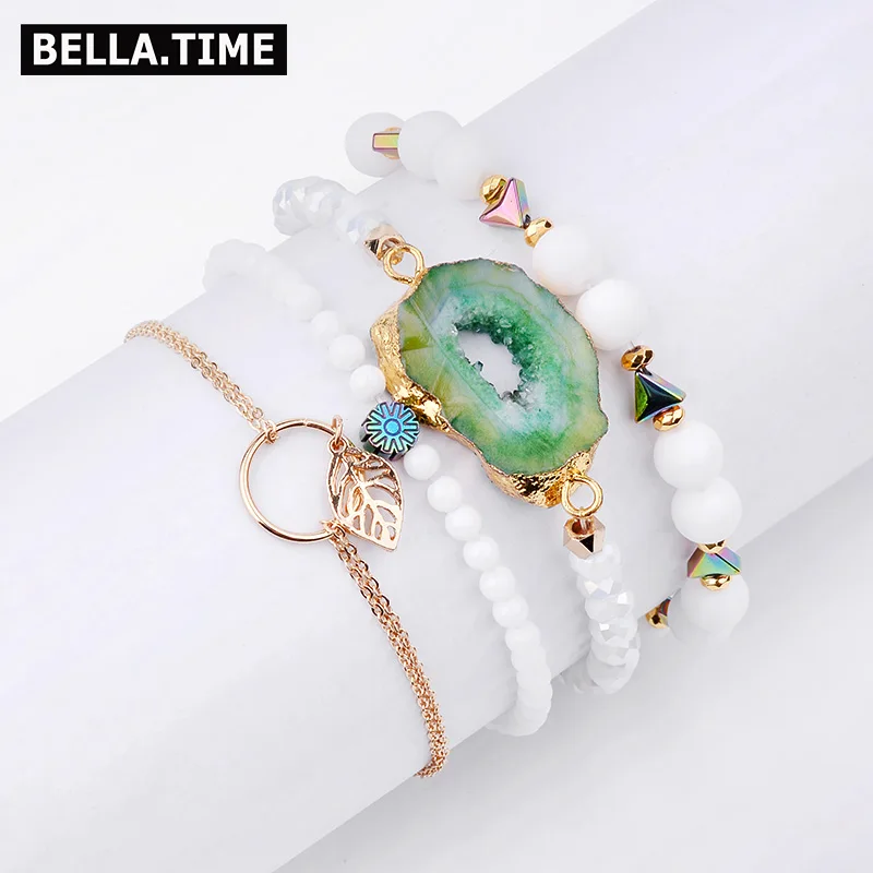 Bohemian Large Green Druzy Gold-color Leaf Bracelets Sets Women Big Hoop Faceted Crystal Round White Stone Bracelets BCSET151
Bohemian Large Green Druzy Gold-color Leaf Bracelets Sets Women Big Hoop Faceted Crystal Round White Stone Bracelets BCSET151