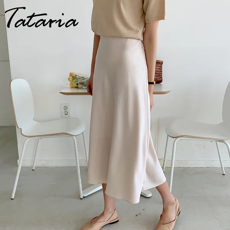 Tataria Women Satin Skirt Summer Casual High Waisted Elegant Skirt Women A Line Mid Skirts Female School Girl Skirt Jupe Femme
Tataria Women Satin Skirt Summer Casual High Waisted Elegant Skirt Women A Line Mid Skirts Female School Girl Skirt Jupe Femme