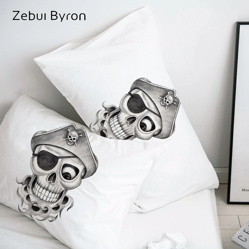 

3D Pillow Case Pillowcase Custom/50x70/50x75/50x80/70x70 Decorative Pillow Cover,pencil drawing pirate Skull Bedding,Drop Ship