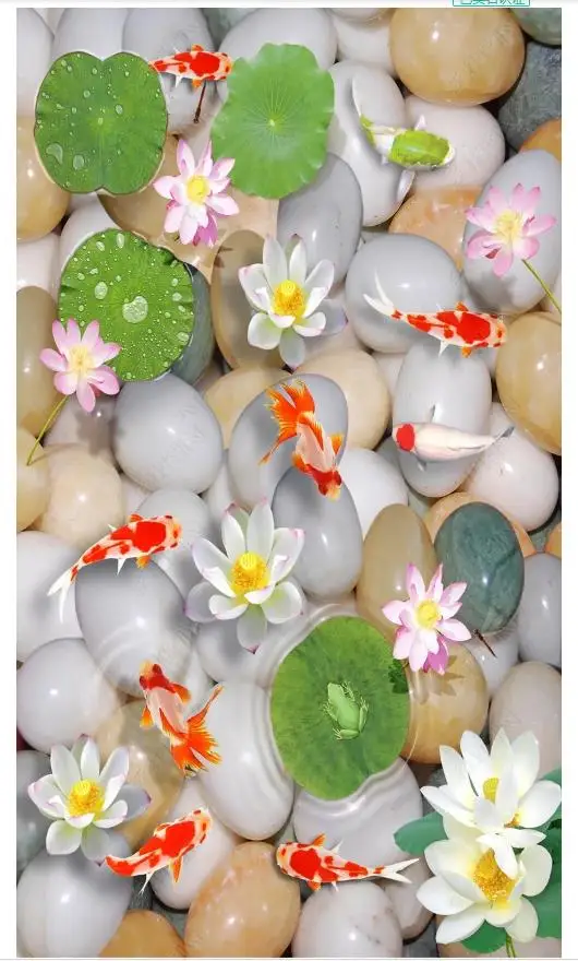 Custom photo wallpaper 3d flooring wall Stickers Three-dimensional cobblestone, lotus, fish, 3D floor painting Self adhesive 
Custom photo wallpaper 3d flooring wall Stickers Three-dimensional cobblestone, lotus, fish, 3D floor painting Self adhesive
