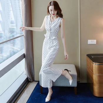Fashion Summer Korean Sleeveless White Dot 2 Piece Set Women High Waist Wide Leg Pants Women 2 Piece Set Crop Top Clothes Sets
Fashion Summer Korean Sleeveless White Dot 2 Piece Set Women High Waist Wide Leg Pants Women 2 Piece Set Crop Top Clothes Sets