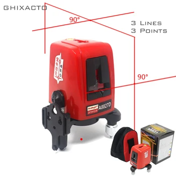 GHIXACTO A8827D 3 Lines 3 points Laser Level 360degree Self-leveling Cross Laser Levels Red Line Measuring Tool for Construction
GHIXACTO A8827D 3 Lines 3 points Laser Level 360degree Self-leveling Cross Laser Levels Red Line Measuring Tool for Construction