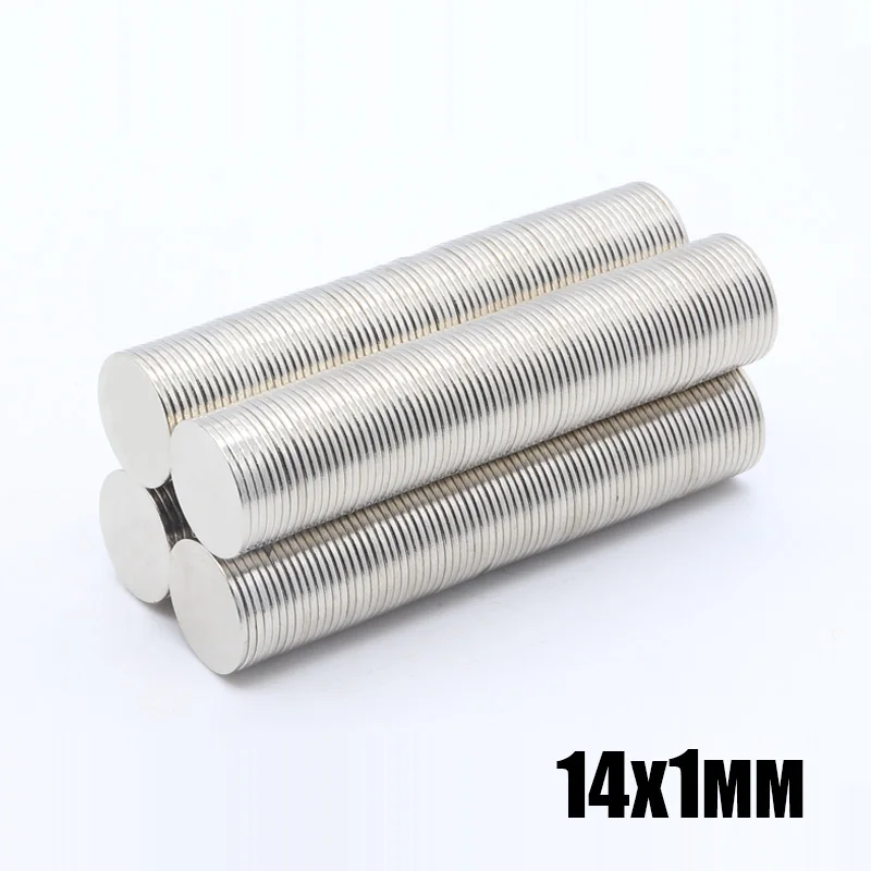 

100pcs 14x1 mm Neodymium N35 Dia 14mm X 1mm Strong Magnets Tiny Disc NdFeB Rare Earth For Crafts Models Fridge Sticking Free