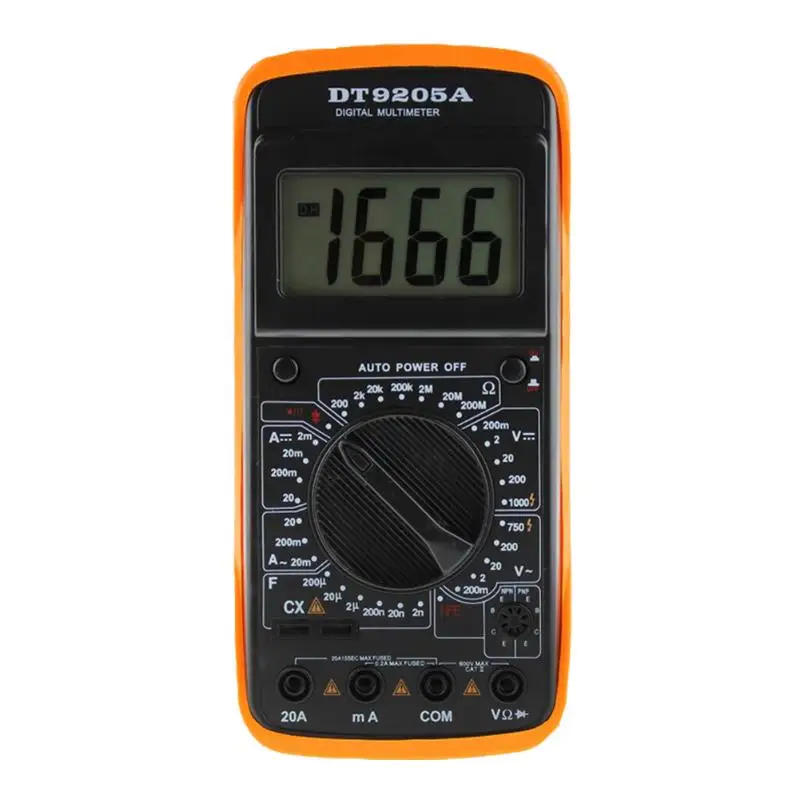 DT9205A LCD Display Professional Electric Handheld Tester Digital AC DC Multimeter Multimetro Ammeter
DT9205A LCD Display Professional Electric Handheld Tester Digital AC DC Multimeter Multimetro Ammeter