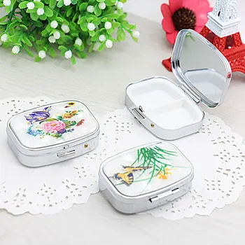 Printed small pill box with a square pill box mini metal pill box travel packed closed compartment pill box 
Printed small pill box with a square pill box mini metal pill box travel packed closed compartment pill box