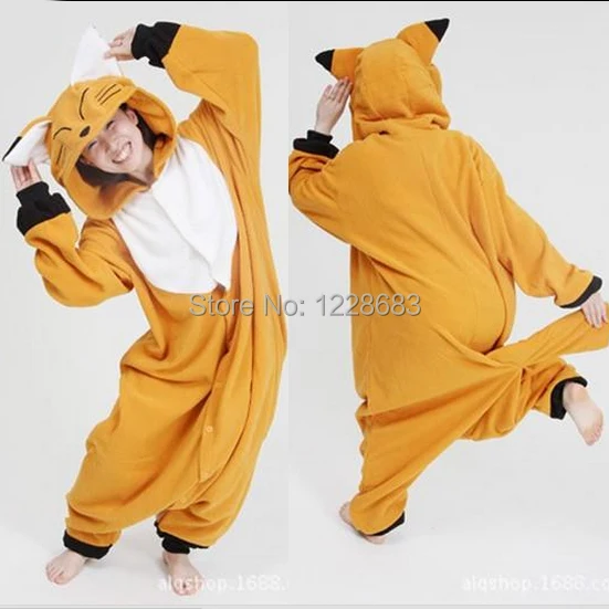 Image Hot Sale! New Arrival Winter Unisex Animal Onesie Pajamas Cosplay Costume Animal Pajamas Adult Sleepwear Fox Onesie