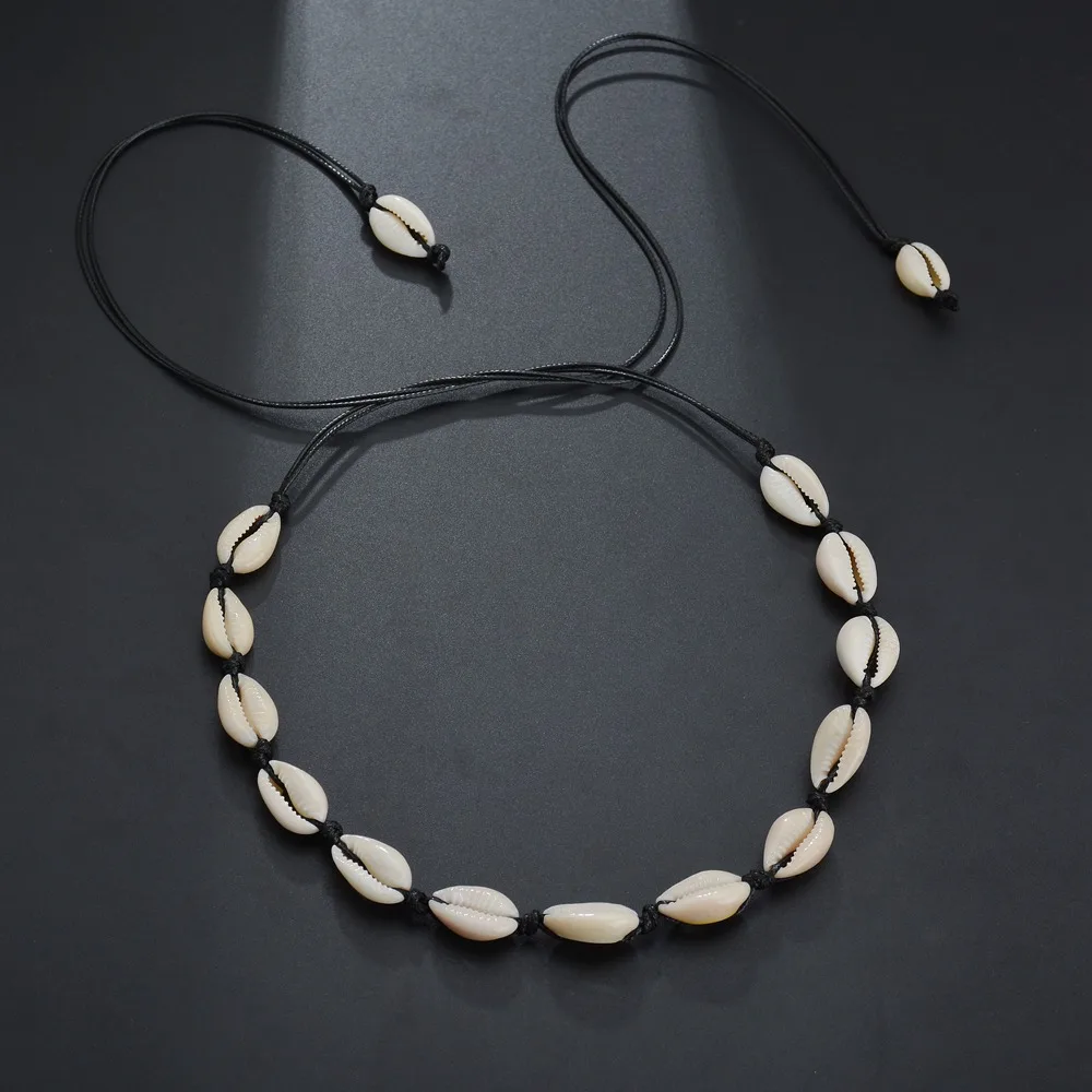 New Fashion Black Rope Chain Natural Seashell Choker Necklace Collar Shell Choker Necklaces for Summer Beach Gift
New Fashion Black Rope Chain Natural Seashell Choker Necklace Collar Shell Choker Necklaces for Summer Beach Gift