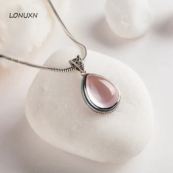 925 Sterling silver Pink crystal water drop Retro necklace romantic female Natural Semi-precious stones Pendant with chain
925 Sterling silver Pink crystal water drop Retro necklace romantic female Natural Semi-precious stones Pendant with chain