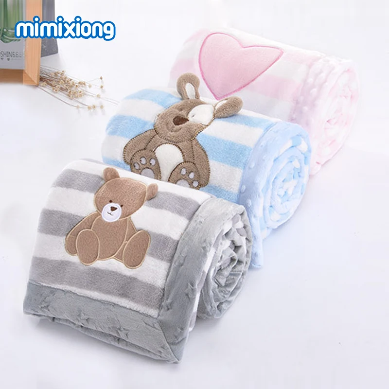 

Baby Blanket Newborn Bebes Swaddle Wrap Cute Cartoon Toddler Baby Stroller Bedding Blankets Soft Flannel Children Quilt 100*75cm