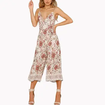 Summer Women Jumpsuit Romper Floral Sleeveless V Neck Casual Playsuit Overalls Ladies Wide Leg Loose Beach Black Print Playsuit
Summer Women Jumpsuit Romper Floral Sleeveless V Neck Casual Playsuit Overalls Ladies Wide Leg Loose Beach Black Print Playsuit