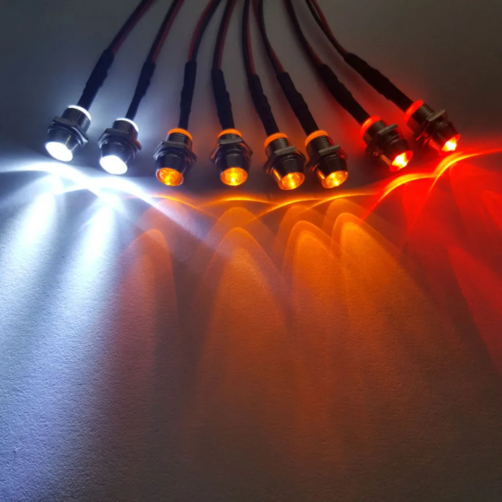 8 LED Light Kit Headlights Taillight White Yellow Red for 1/5 1/8 1/10 1/12 1/16 RC DIY Parts