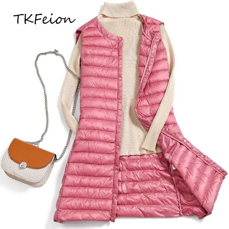 Spring Autumn Winter Women Coat Vest Warm Duck Down Ultra-thin Light Long Style Ladies Slim Jacket Sleeveless O-neck Female Vest
Spring Autumn Winter Women Coat Vest Warm Duck Down Ultra-thin Light Long Style Ladies Slim Jacket Sleeveless O-neck Female Vest
