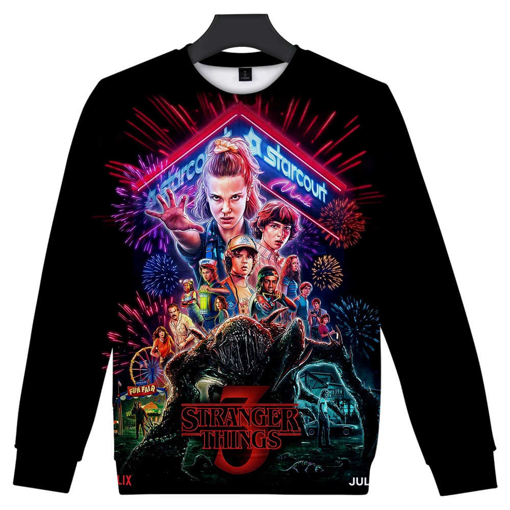 Толстовка с 3D принтом Stranger Thing 3 модная повседневная Уличная одежда для женщин и